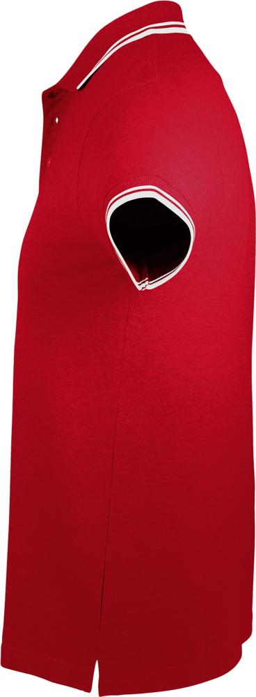 Рубашка поло мужская Pasadena Men 200 с контрастной отделкой, красная с белым - купить оптом