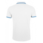 Рубашка поло мужская Pasadena Men 200 с контрастной отделкой, белая с голубым, фото 1