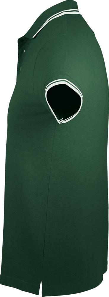 Рубашка поло мужская Pasadena Men 200 с контрастной отделкой, зеленая с белым - купить оптом