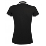 Рубашка поло женская Pasadena Women 200 с контрастной отделкой, черная с белым, фото 1