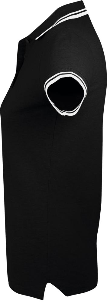 Рубашка поло женская Pasadena Women 200 с контрастной отделкой, черная с белым - купить оптом