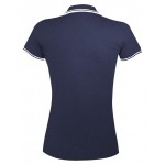 Рубашка поло женская Pasadena Women 200 с контрастной отделкой, темно-синяя с белым, фото 1