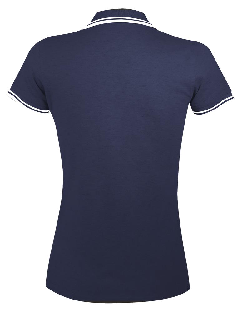 Рубашка поло женская Pasadena Women 200 с контрастной отделкой, темно-синяя с белым - купить оптом