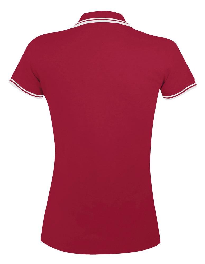 Рубашка поло женская Pasadena Women 200 с контрастной отделкой, красная с белым - купить оптом