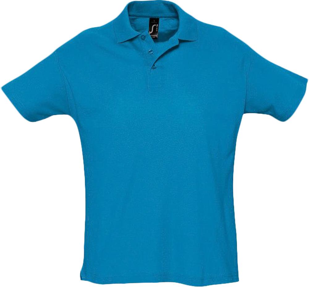 Рубашка поло мужская Summer 170, ярко-бирюзовая - купить оптом
