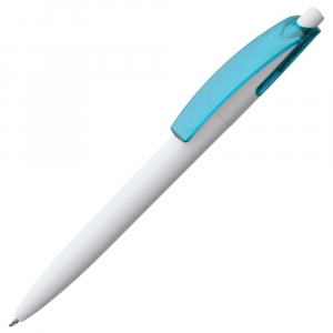 Ручка шариковая Bento, белая с голубым - купить оптом