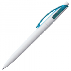 Ручка шариковая Bento, белая с голубым - купить оптом