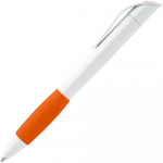 Ручка шариковая Grip, белая с оранжевым, фото 1