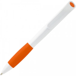 Ручка шариковая Grip, белая с оранжевым, фото 2