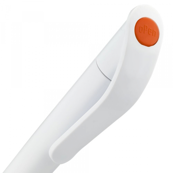 Ручка шариковая Grip, белая с оранжевым - купить оптом