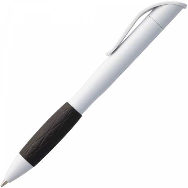 Ручка шариковая Grip, белая с черным - купить оптом
