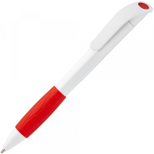 Ручка шариковая Grip, белая с красным - купить оптом