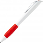 Ручка шариковая Grip, белая с красным, фото 1