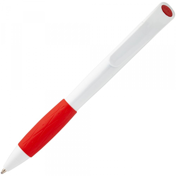 Ручка шариковая Grip, белая с красным - купить оптом
