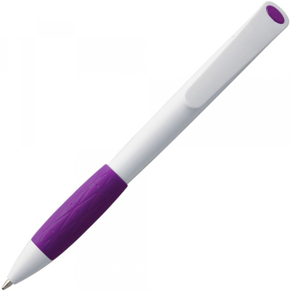 Ручка шариковая Grip, белая с фиолетовым - купить оптом