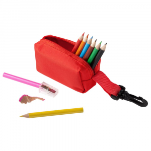 Набор Hobby с цветными карандашами и точилкой, красный - купить оптом