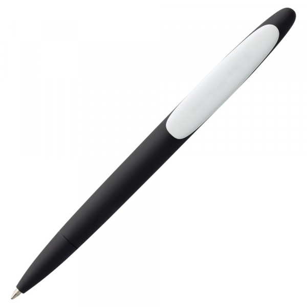 Ручка шариковая Prodir DS5 TRR-P Soft Touch, черная с белым - купить оптом