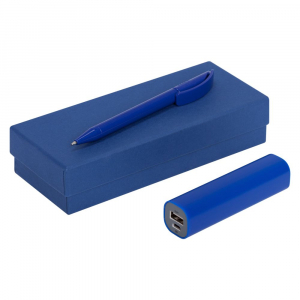 Набор Couple: аккумулятор и ручка, синий - купить оптом