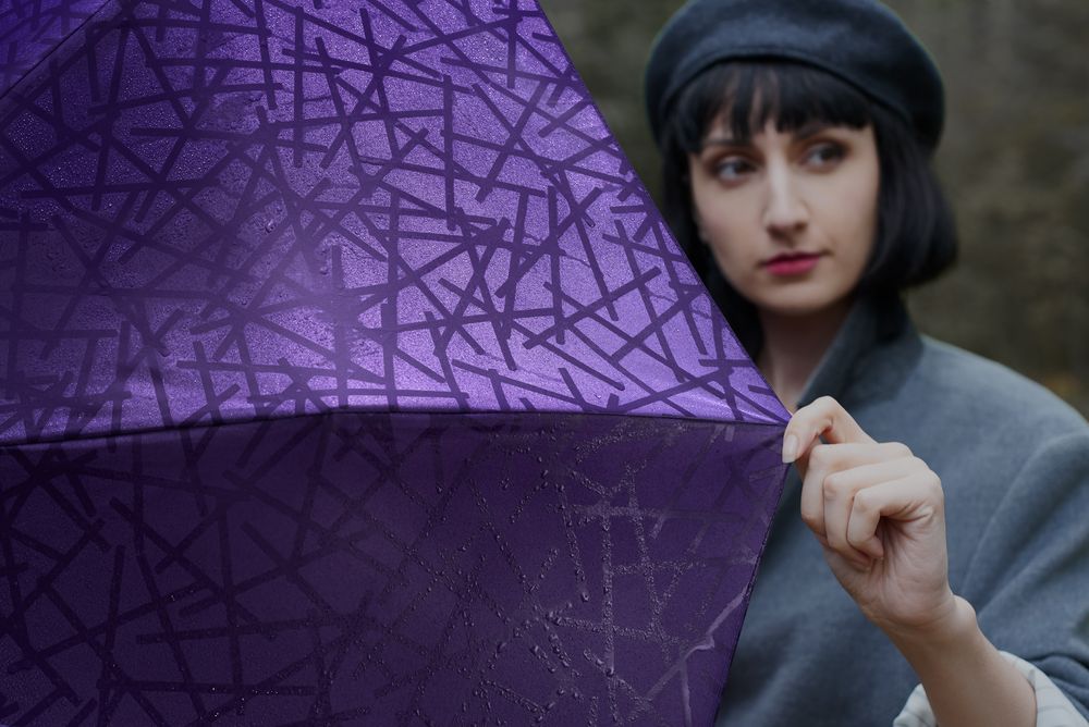 Складной зонт Magic с проявляющимся рисунком, фиолетовый - купить оптом