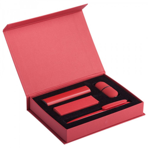 Набор Bond: аккумулятор, флешка и ручка, красный - купить оптом