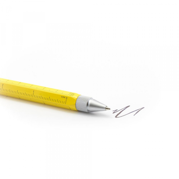 Ручка шариковая Construction, мультиинструмент, желтая - купить оптом