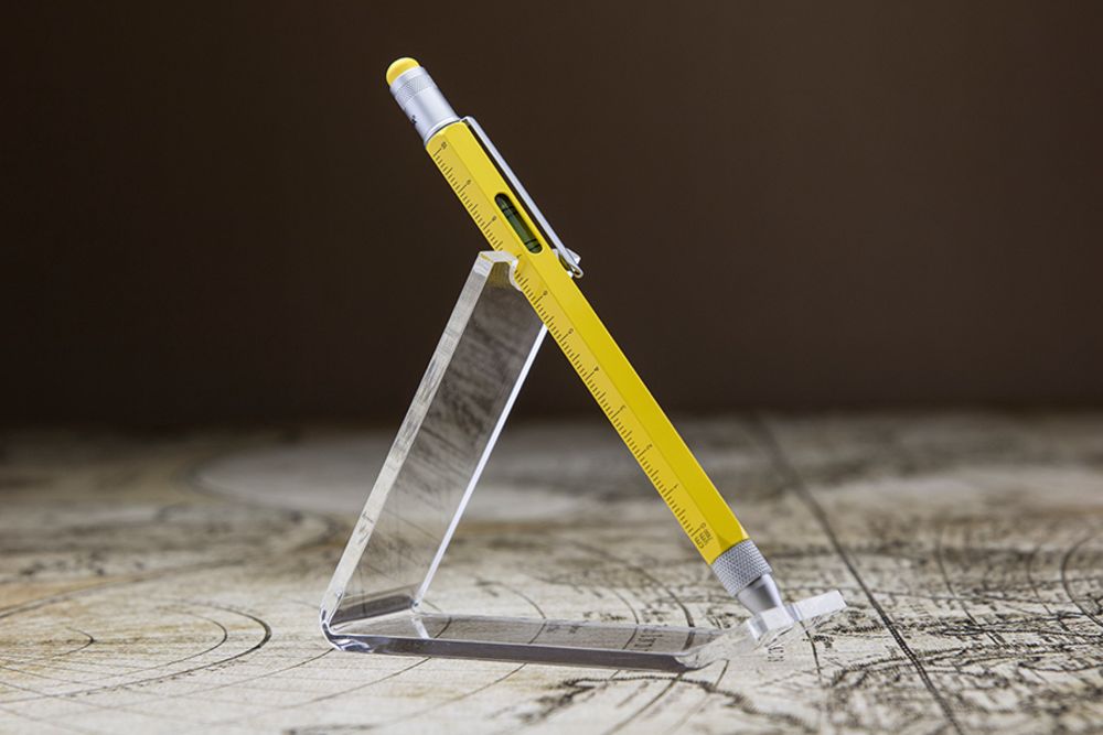Ручка шариковая Construction, мультиинструмент, желтая - купить оптом