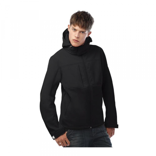 Куртка мужская Hooded Softshell черная - купить оптом
