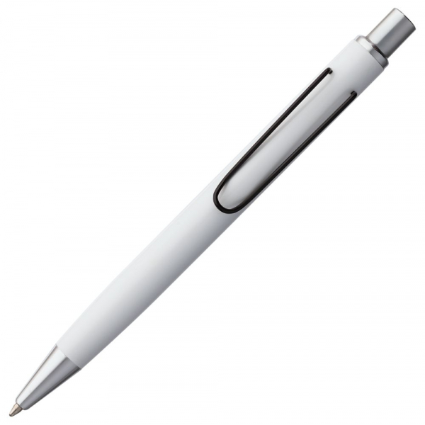Ручка шариковая Clamp, белая с черным - купить оптом