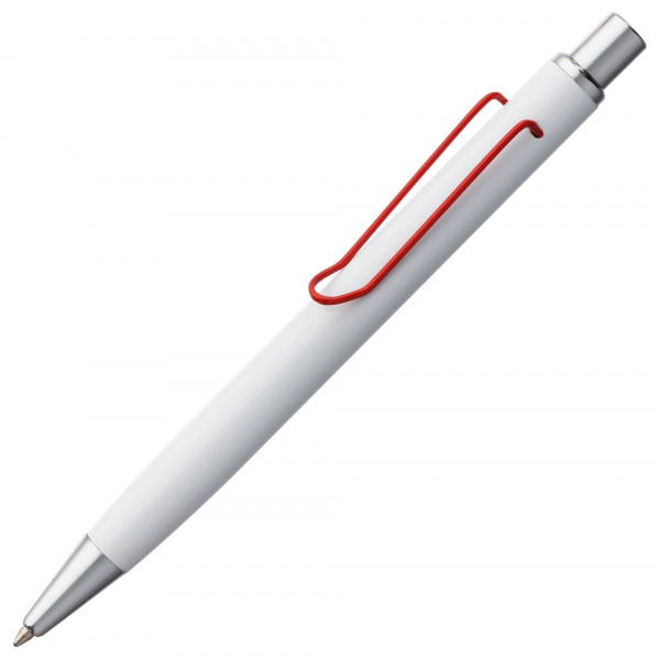 Ручка шариковая Clamp, белая с красным - купить оптом
