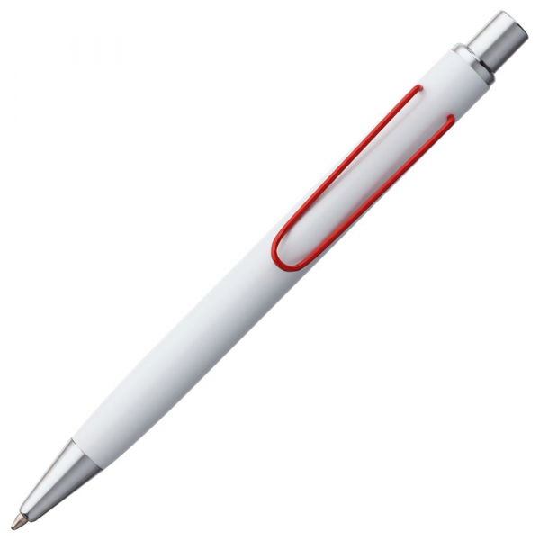 Ручка шариковая Clamp, белая с красным - купить оптом