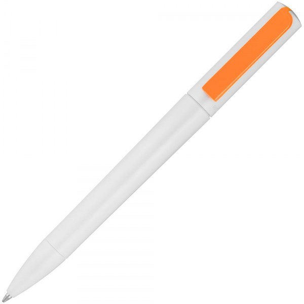 Ручка шариковая Split White Neon, белая с оранжевым - купить оптом