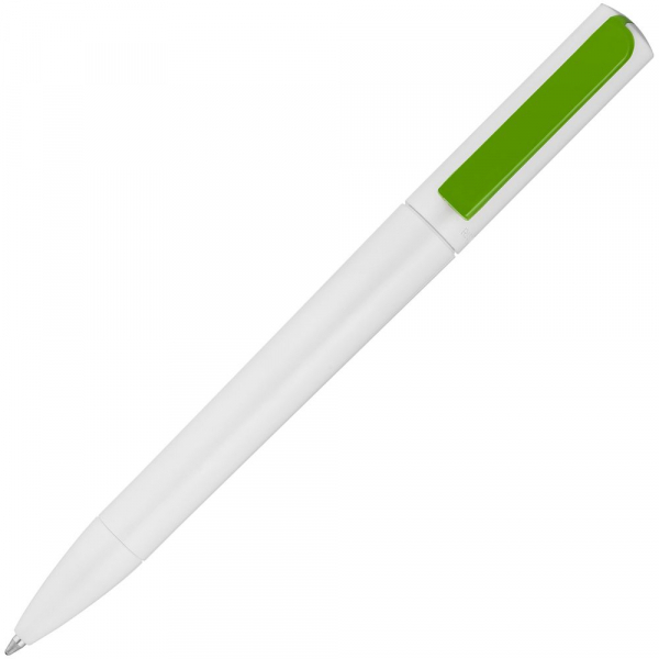 Ручка шариковая Split White Neon, белая с зеленым - купить оптом