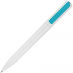 Ручка шариковая Split White Neon, белая с голубым, фото 1