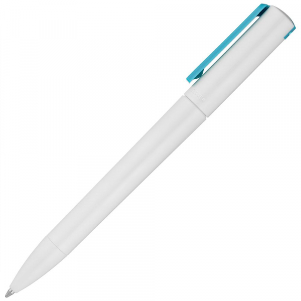 Ручка шариковая Split White Neon, белая с голубым - купить оптом