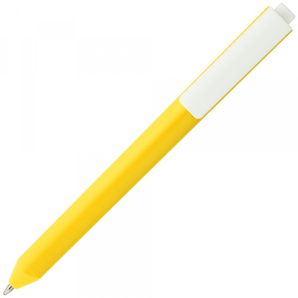 Ручка шариковая Corner, желтая с белым - купить оптом