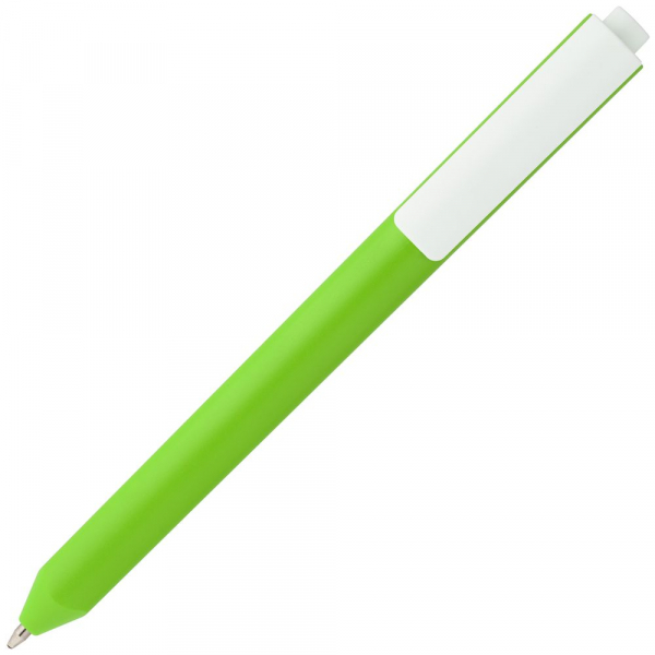 Ручка шариковая Corner, зеленая с белым - купить оптом