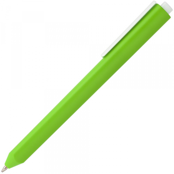 Ручка шариковая Corner, зеленая с белым - купить оптом