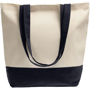 Холщовая сумка Shopaholic, темно-синяя - купить оптом