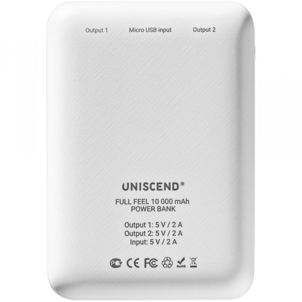Внешний аккумулятор Uniscend Full Feel 10000 мАч с индикатором, белый - купить оптом