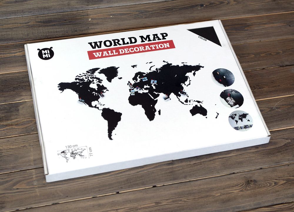 Деревянная карта мира World Map Wall Decoration Large, черная - купить оптом