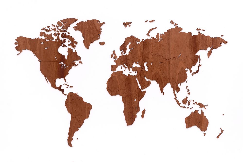 Деревянная карта мира World Map Wall Decoration Exclusive, красное дерево - купить оптом