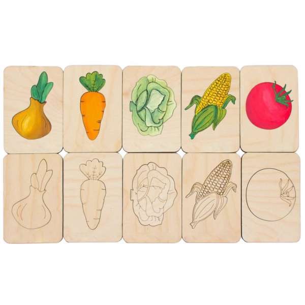 Карточки-раскраски Wood Games, овощи - купить оптом