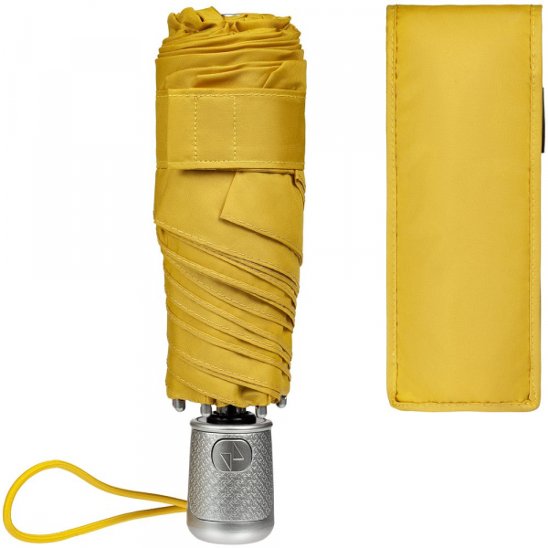 Складной зонт Alu Drop S, 4 сложения, автомат, желтый (горчичный) - купить оптом