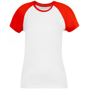 Футболка женская T-bolka Bicolor Lady, белая с красным - купить оптом