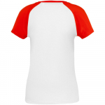 Футболка женская T-bolka Bicolor Lady, белая с красным, фото 1