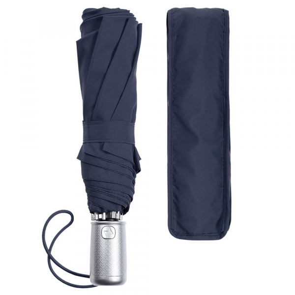 Складной зонт Alu Drop S, 3 сложения, 8 спиц, автомат, синий - купить оптом