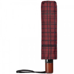 Складной зонт Wood Classic S с прямой ручкой, красный в клетку, фото 2