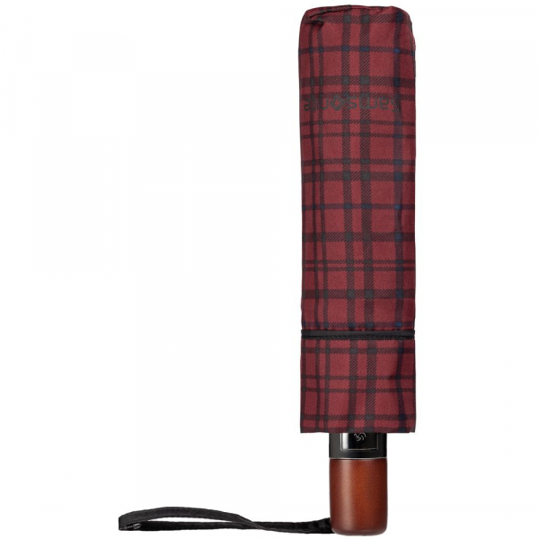 Складной зонт Wood Classic S с прямой ручкой, красный в клетку - купить оптом