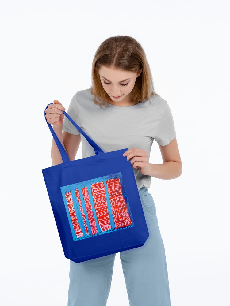 Холщовая сумка «Небоскребы», синяя - купить оптом