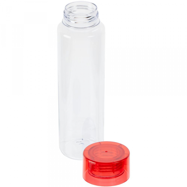 Бутылка для воды Aroundy, прозрачная с красной крышкой - купить оптом